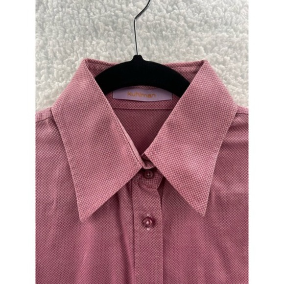 Kuhlman Womens Pink Textured Button Up Shirt Long Sleeve Collared Size Medium - Picture 3 of 9